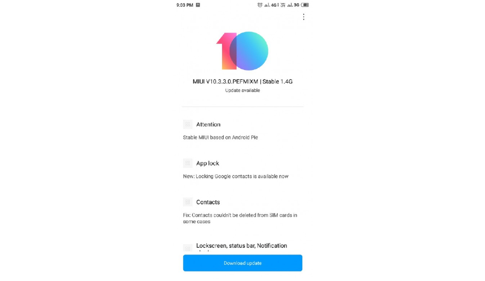 Xiaomi Redmi Y2 Android 9 Pie update