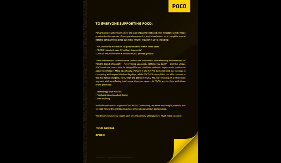 Poco independent announcement 