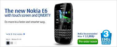 Nokia E6 pre order starts today for India