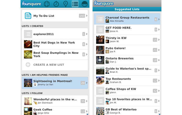 Foursquare for BlackBerry updated