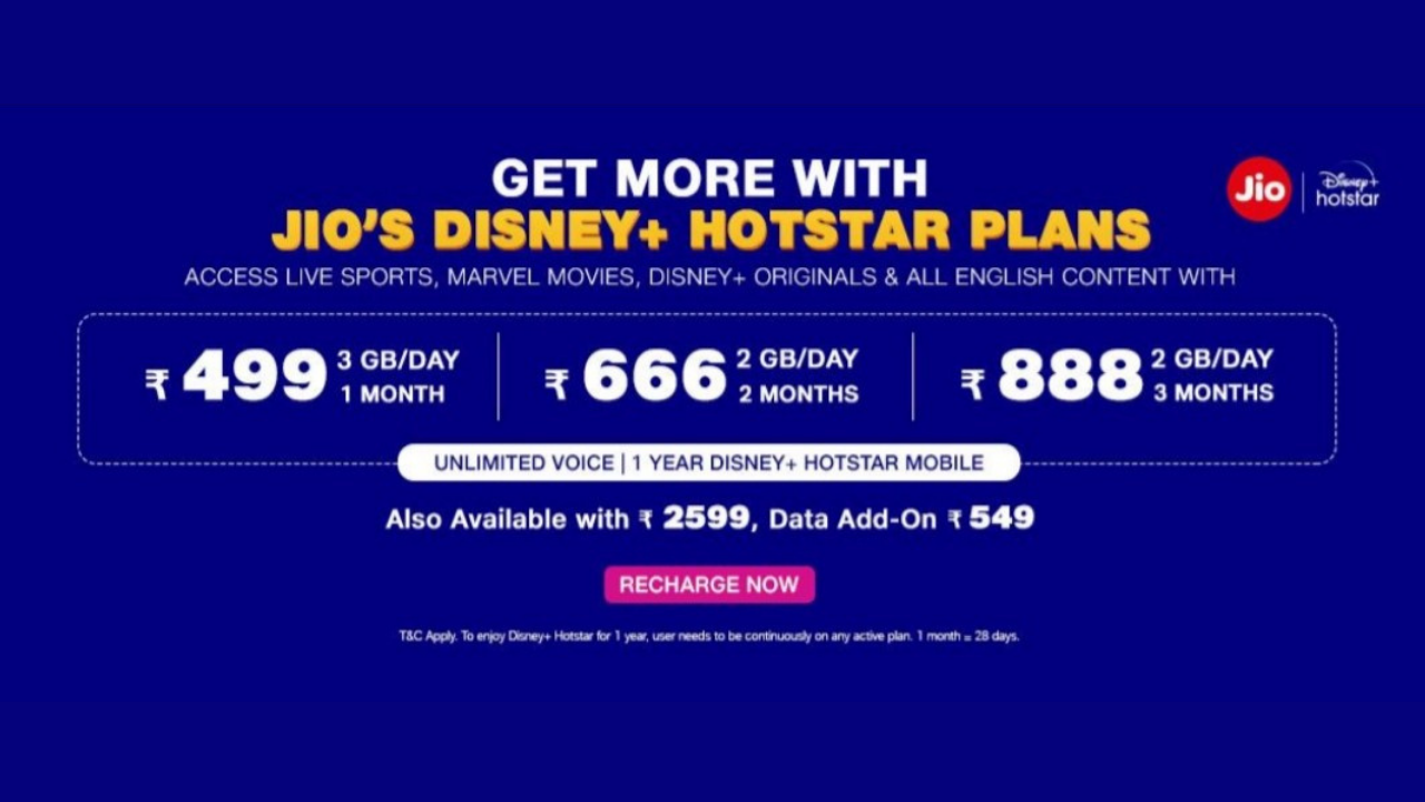 Jio Prepaid plans to offer full access to Disney Hotstar content