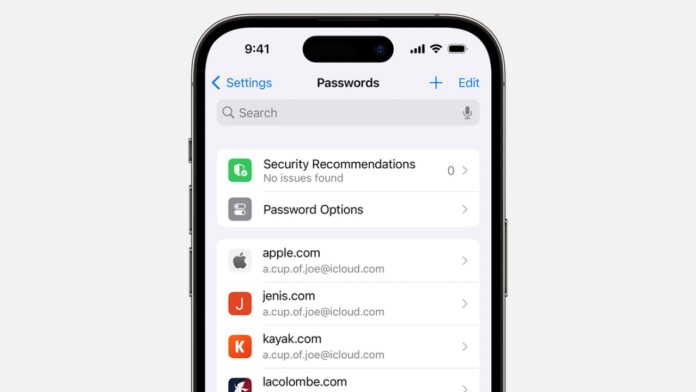 Apple passwords app