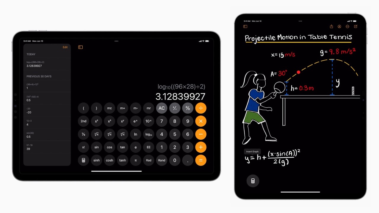 IpadOS 18 Calculator app features