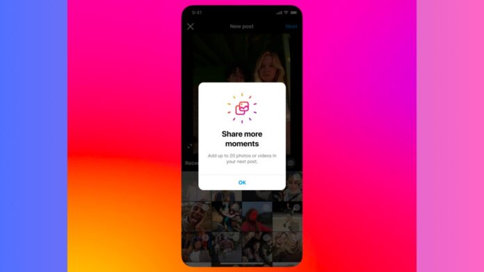 Instagram carousel add 20 photos