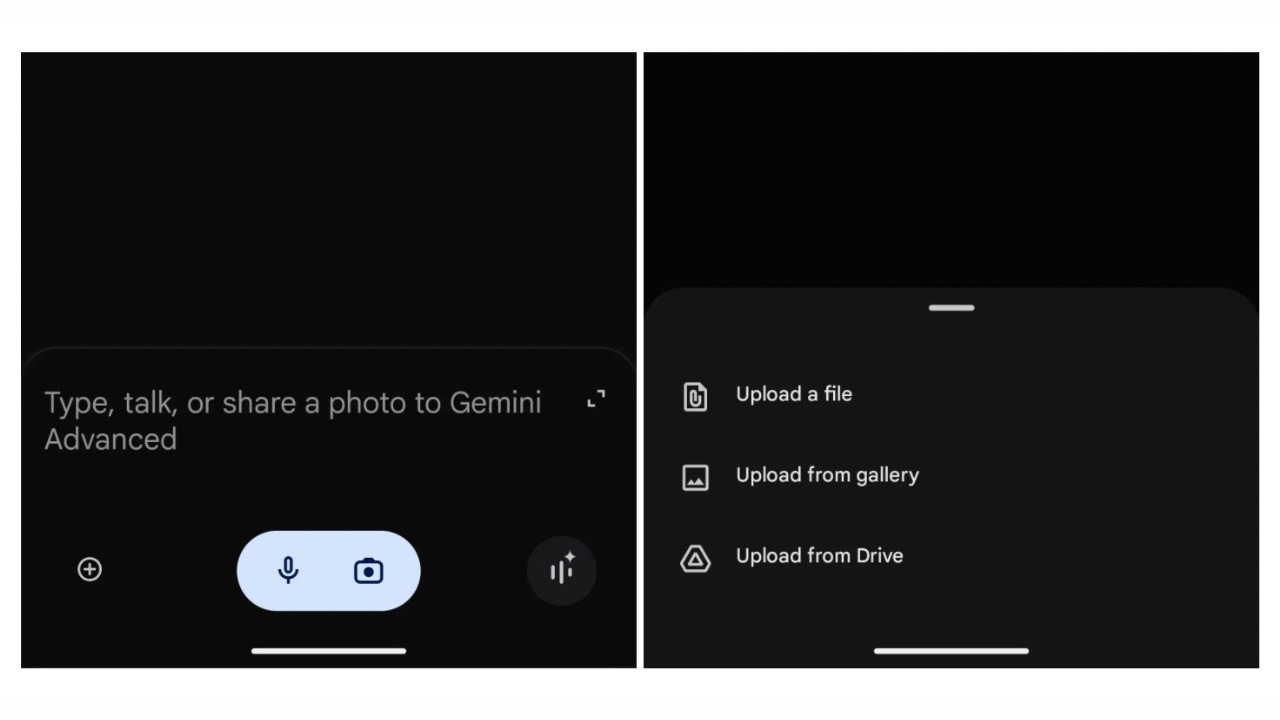 Gemini app file upload support on android ios