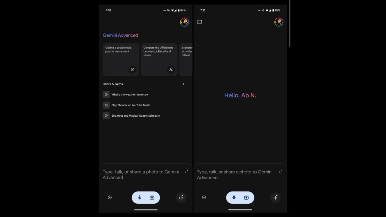 New Gemini app UI