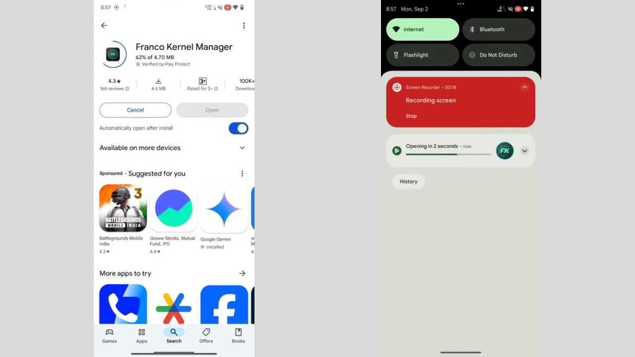 Google Play store new auto-open feature