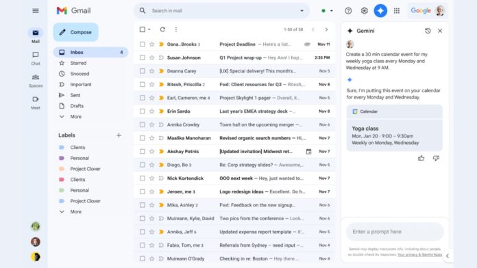 Google calendar integration within gemini in gmail