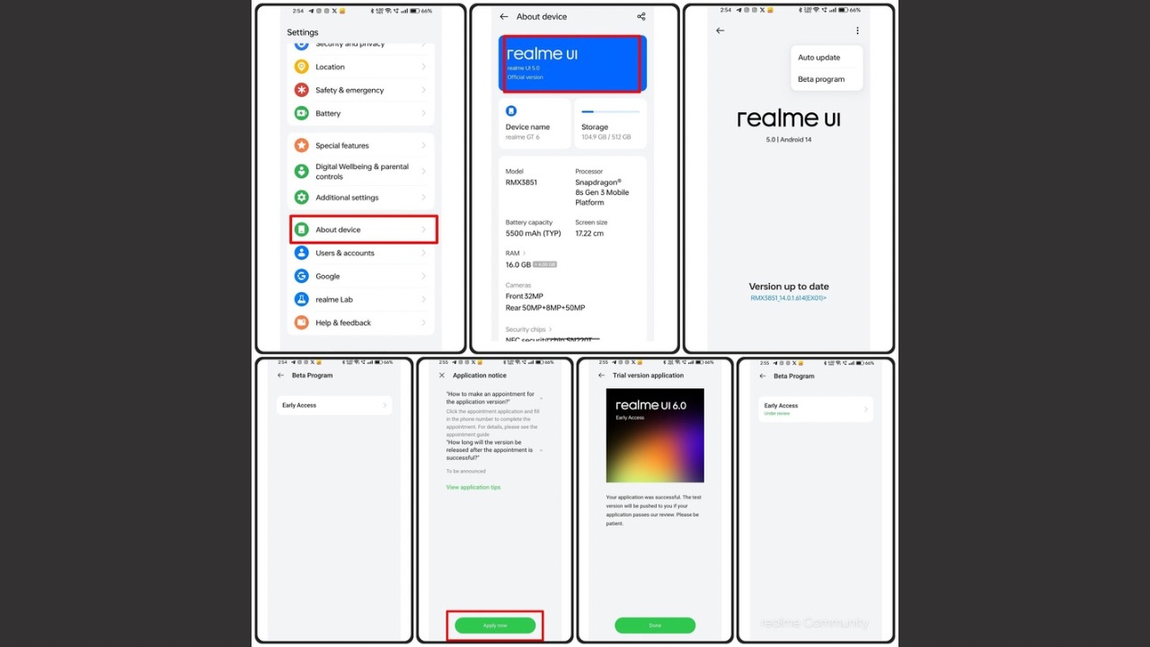 Realme UI 6.0 early access how to apply