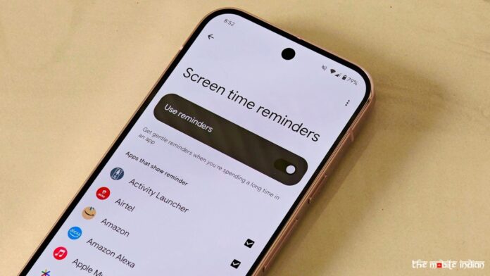 Google Screen time reminders