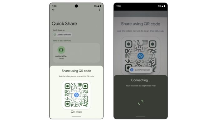 QR codes in Quick Share