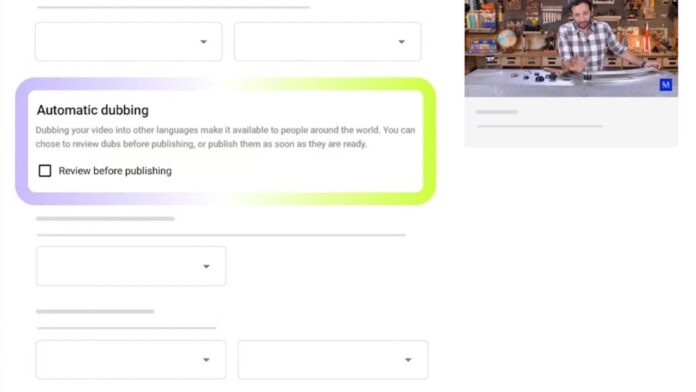 Youtube auto-dubbing feature