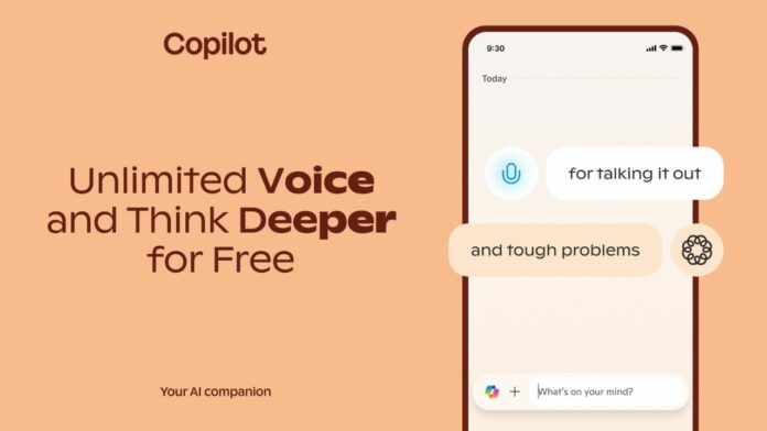 free and unlimited access to Think Deeper and Voice in Copilot