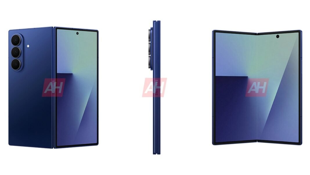 Z Fold 7 shadow blue renders