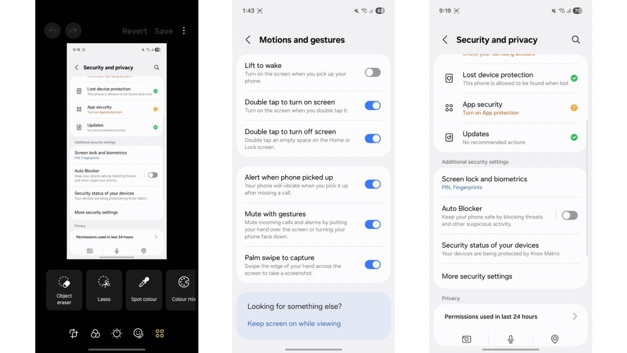 Samsung Galaxy M36 5G motions and gestures