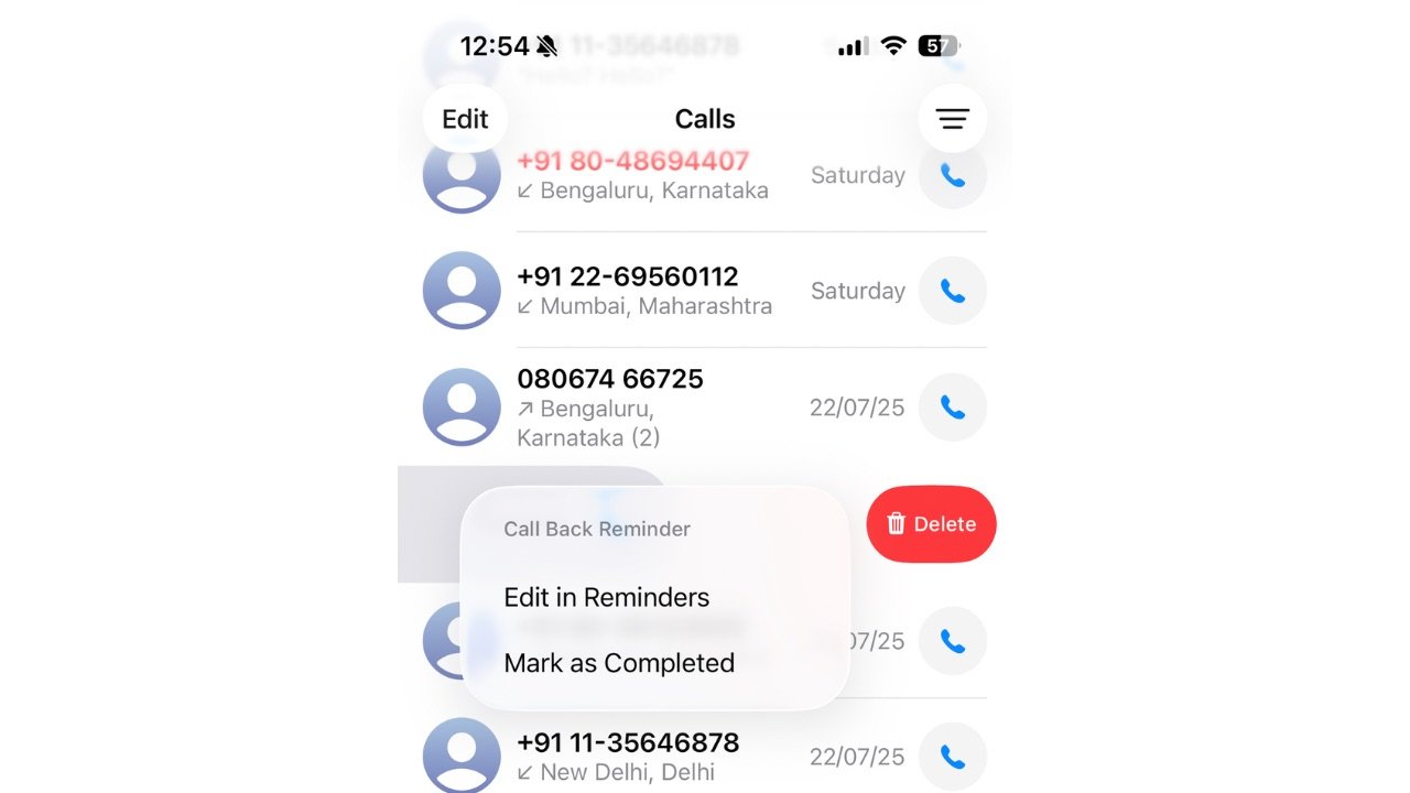 Call reminders in iOS 26 step 5