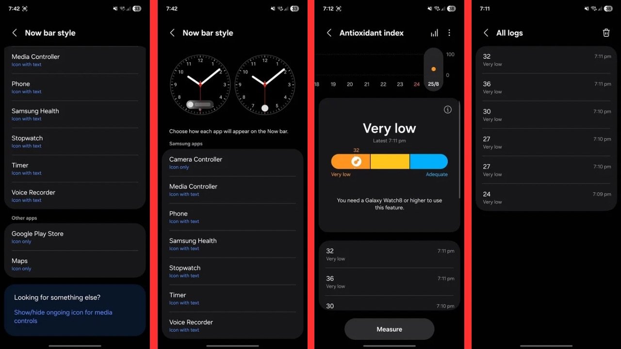 Samsung Galaxy Watch 8 antioxidant index